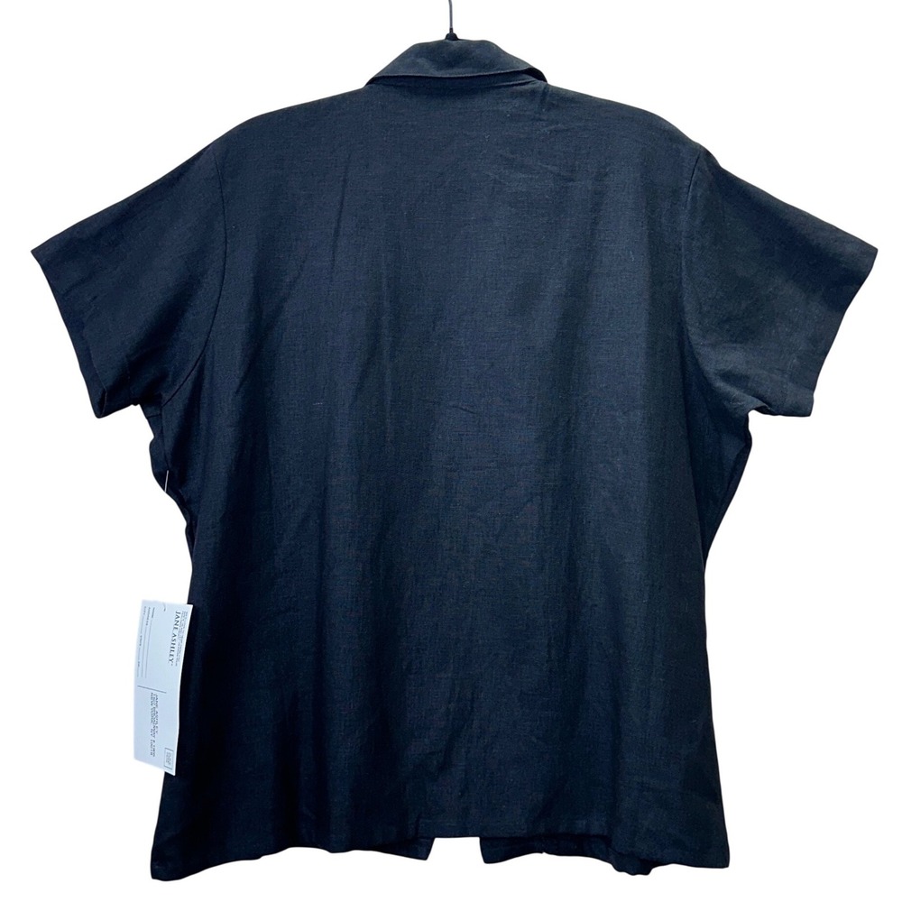 Jane Ashley VTG Black Linen Blend 2X Embroidered Button Down DeadStock Grandma‎ - Picture 2 of 8